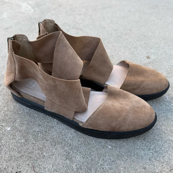 Eileen Fisher suede sandals carver criss cross preloved size 8.5 - Picture 2 of 8